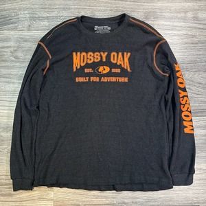 Mossy Oak Long Sleeve Grey Orange Soft Waffle Thermal Size M NWOT